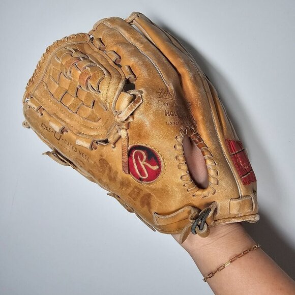 Vintage Rawlings Baseball Glove RBG 36BO Leather 12" Adult Right Hand Throw Tan - Picture 2 of 9